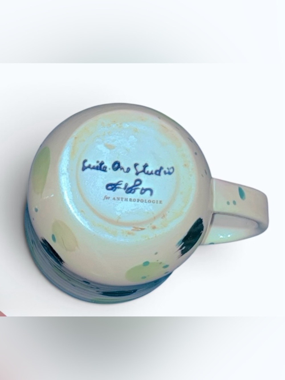 Retired Anthropologie Suite One Studio Mimira Mug in Mint & Gold MSRP $48 - Picture 4 of 6
